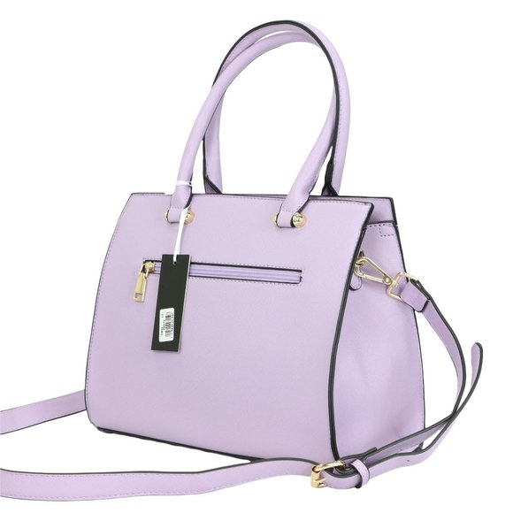 Lavender Light Purple Faux Leather Tote Purse Cross Body Hand Bag - Picture 2 of 12
